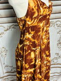 Resale Brands Brown Floral Maxi Slip Dress with Twisted Bodice