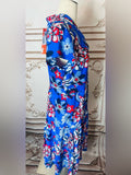 Resale Brands Jude Connally Royal Blue Floral Wrap-Style Midi Dress