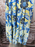 Resale Brands Jude Connally Yellow Midi Dress with Blue Floral Print