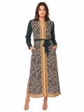 Resale Brands Maxi Shirt Dress with Gold Trim and Dark Teal Belt