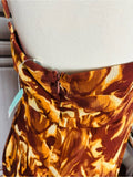 Resale Brands Brown Floral Maxi Slip Dress with Twisted Bodice