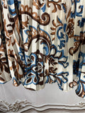 Resale Brands Skies Are Blue Pleated Maxi Skirt in Blue and Brown Floral Print