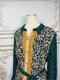 Resale Brands Maxi Shirt Dress with Gold Trim and Dark Teal Belt