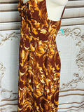 Resale Brands Brown Floral Maxi Slip Dress with Twisted Bodice