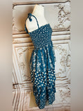 Teal Floral Tiered Maxi Resale with Tie Straps and Belt
