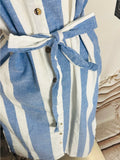 Resale Brands Mlle Gabrielle Blue and White Striped Midi Shirt Dress