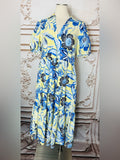 Resale Brands Jude Connally Yellow Midi Dress with Blue Floral Print