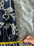 Resale Brands CeCe Navy Midi Skirt with White Floral Lace Pattern