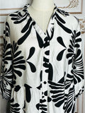 Resale Brands Mlle Gabrielle Black and White Floral Button-Front Dress