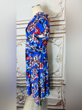 Resale Brands Jude Connally Royal Blue Floral Wrap-Style Midi Dress