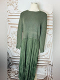 Resale Brands Skies Are Blue Olive Ribbed Knit Pleated Midi Dress