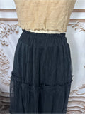 Resale Brands Blu Pepper Black Tiered Maxi Skirt with Ruffle Trim