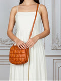 Resale Brands Quilted Crossbody Bag in Cognac Brown