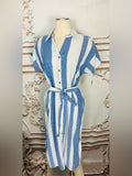 Resale Brands Mlle Gabrielle Blue and White Striped Midi Shirt Dress