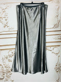 Resale Brands Lucy Paris Silver Satin Midi Skirt