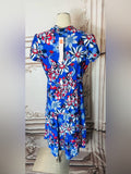 Resale Brands Jude Connally Royal Blue Floral Wrap-Style Midi Dress