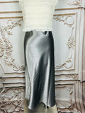 Resale Brands Lucy Paris Silver Satin Midi Skirt