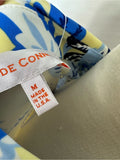 Resale Brands Jude Connally Yellow Midi Dress with Blue Floral Print