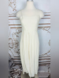 Blue Denim Tie-Front Vest with Cream Maxi Skirt - Unknown Brand