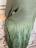 Resale Brands Skies Are Blue Olive Ribbed Knit Pleated Midi Dress