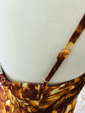 Resale Brands Brown Floral Maxi Slip Dress with Twisted Bodice