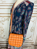 Resale Brands Quilted Crossbody Bag in Cognac Brown