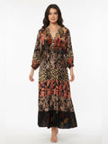 Resale Brands Mixed-Print Tiered Maxi Dress - Black Multi