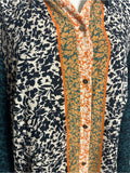 Resale Brands Maxi Shirt Dress with Gold Trim and Dark Teal Belt