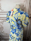 Resale Brands Jude Connally Yellow Midi Dress with Blue Floral Print