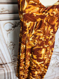 Resale Brands Brown Floral Maxi Slip Dress with Twisted Bodice