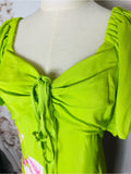 Resale Brands Alex Marie Lime Green Maxi Dress with Pink Straps