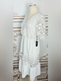 Resale Brands Alice Blue White Lace Midi Dress with Tiered Skirt