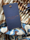 Resale Brands Skies Are Blue Pleated Maxi Skirt in Blue and Brown Floral Print
