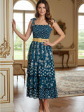Teal Floral Tiered Maxi Resale with Tie Straps and Belt