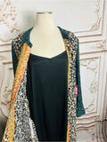 Resale Brands Maxi Shirt Dress with Gold Trim and Dark Teal Belt