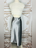 Resale Brands Lucy Paris Silver Satin Midi Skirt