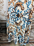 Resale Brands Skies Are Blue Pleated Maxi Skirt in Blue and Brown Floral Print