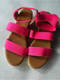 Dream Pairs Bright Pink Cork Platform Wedge Sandals