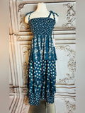 Teal Floral Tiered Maxi Resale with Tie Straps and Belt