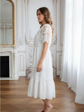 Resale Brands Alice Blue White Lace Midi Dress with Tiered Skirt