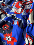 Resale Brands Jude Connally Royal Blue Floral Wrap-Style Midi Dress