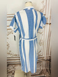 Resale Brands Mlle Gabrielle Blue and White Striped Midi Shirt Dress