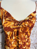Resale Brands Brown Floral Maxi Slip Dress with Twisted Bodice